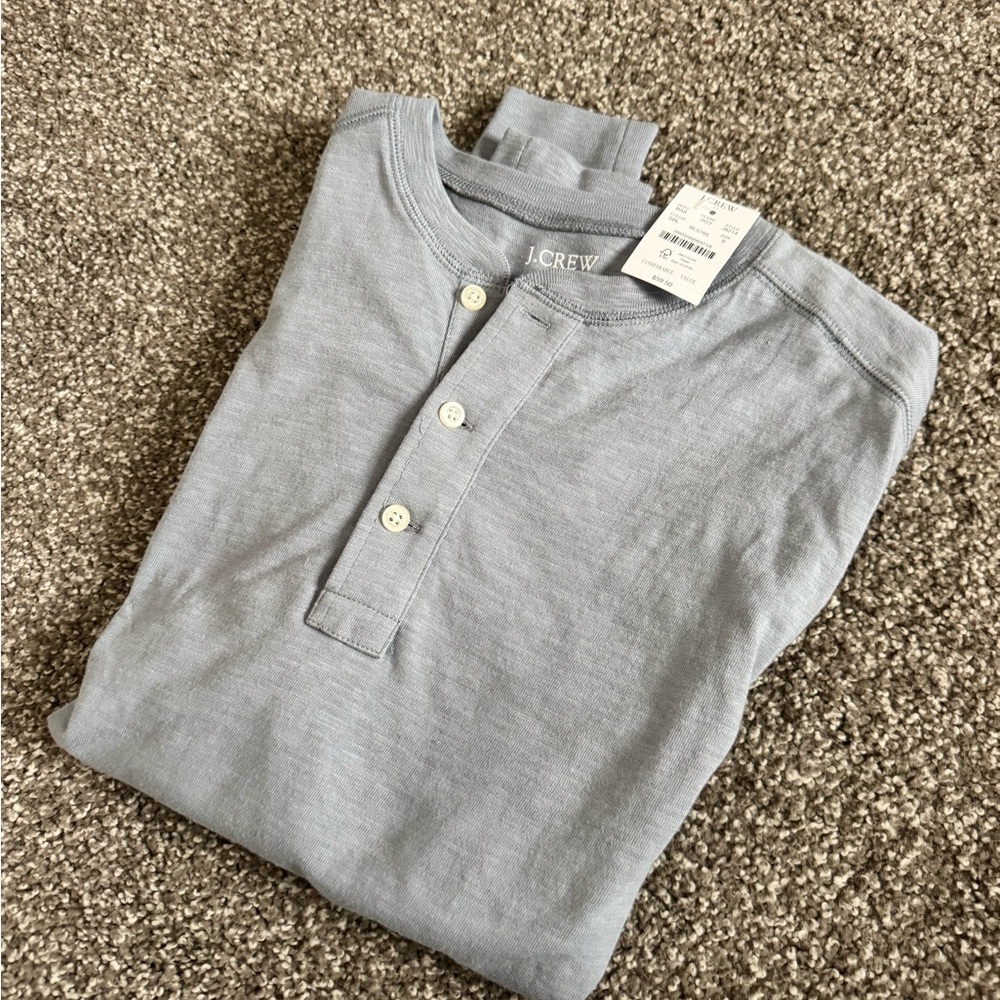 J. Crew Men's Light blue/Gray Long Sleeve Henley